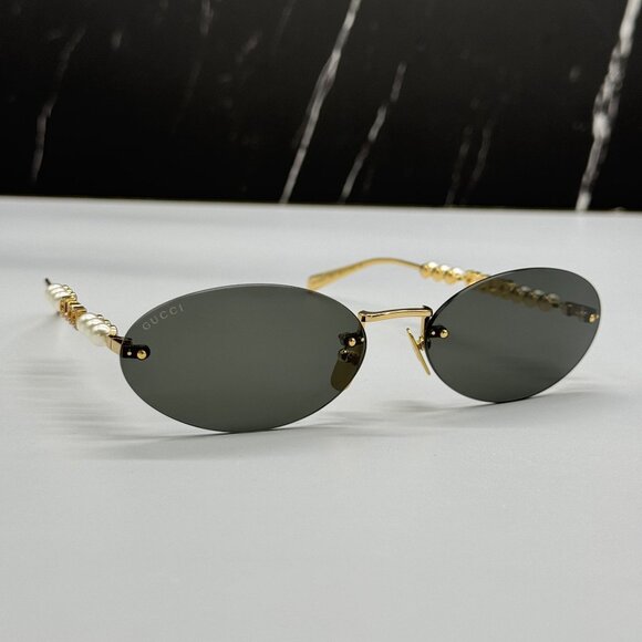 NEW GUCCI SUNGLASSES GOLD WOMEN OVAL EYEWEAR GUCCI GG1922S 001 - Picture 5 of 13